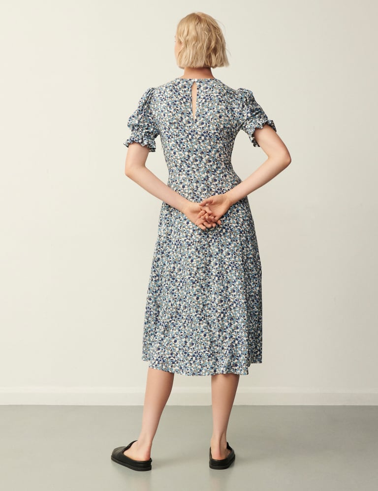 Printed Puff Sleeve Midi Tea Dress 4 of 4