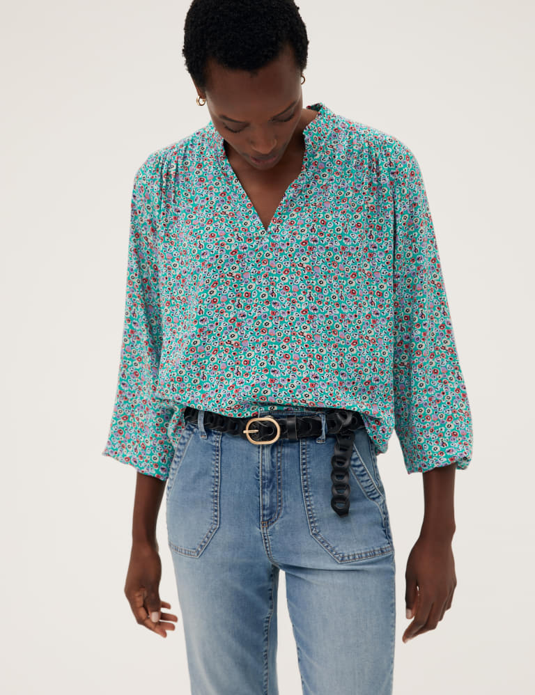 Printed Regular Fit Long Sleeve Blouse M S Collection M S