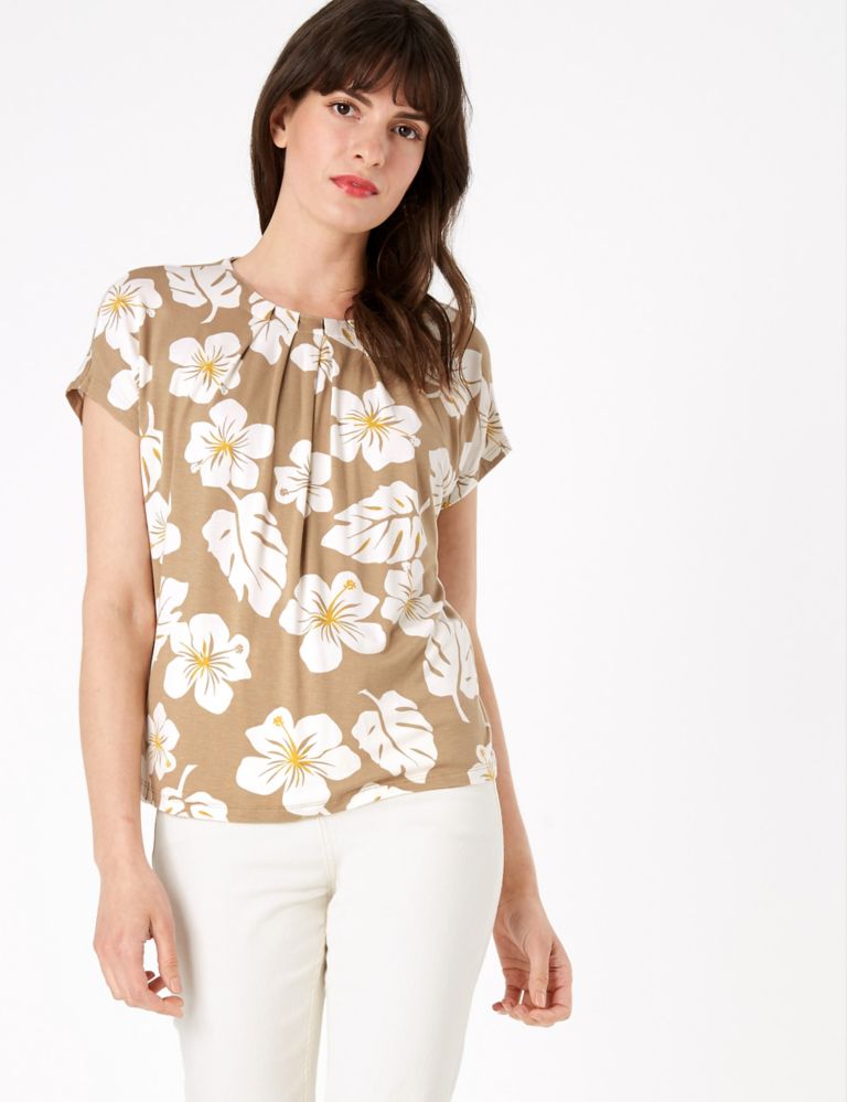 Printed Relaxed Short Sleeve Top 1 of 4