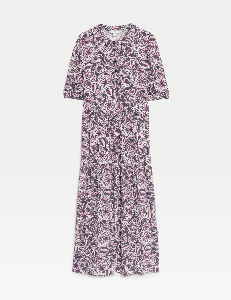 Printed Round Neck Midaxi Tea Dress, M&S Collection