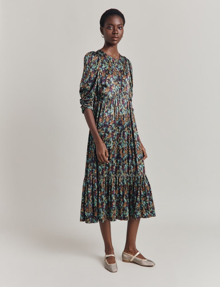 Tiered smock midi clearance dress