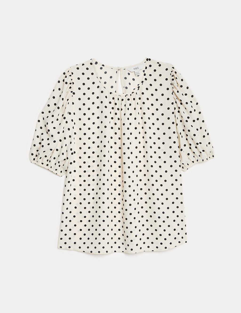 Printed Round Neck Puff Sleeve Blouse 1 of 5
