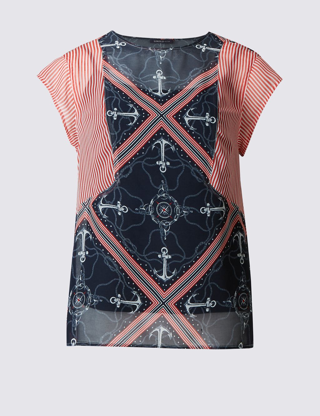 Printed Round Neck Short Sleeve Shell Top 1 of 4