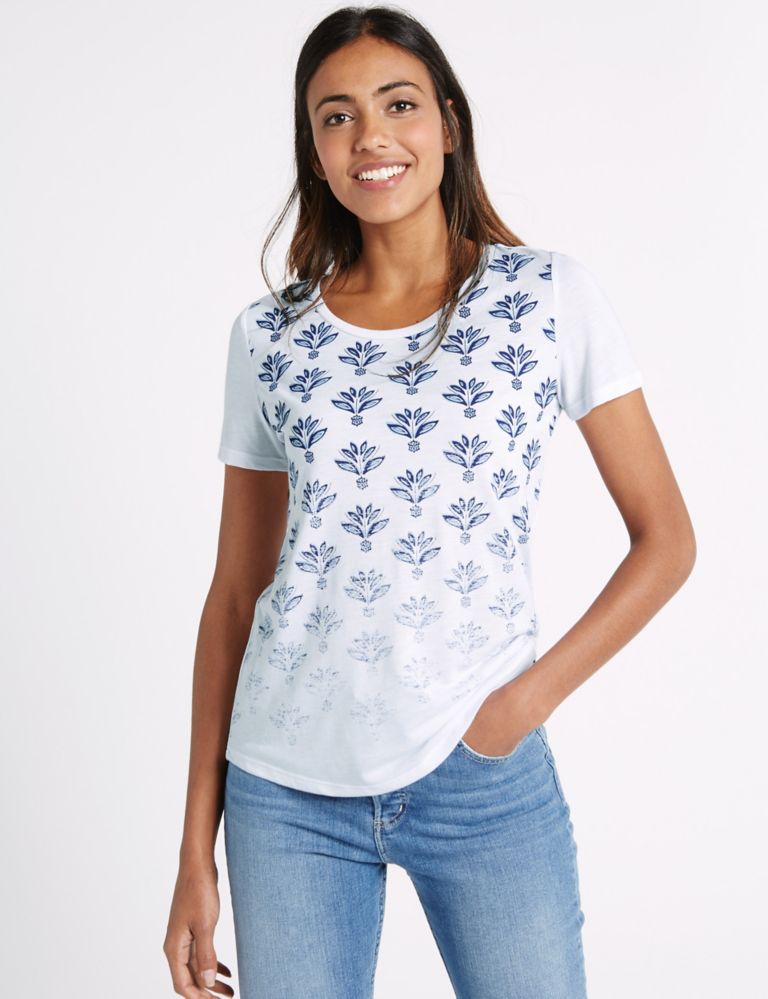 Printed Round Neck Short Sleeve T-Shirt 1 of 4