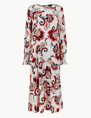 Printed Shirred Cuff Relaxed Dress Image 2 of 8