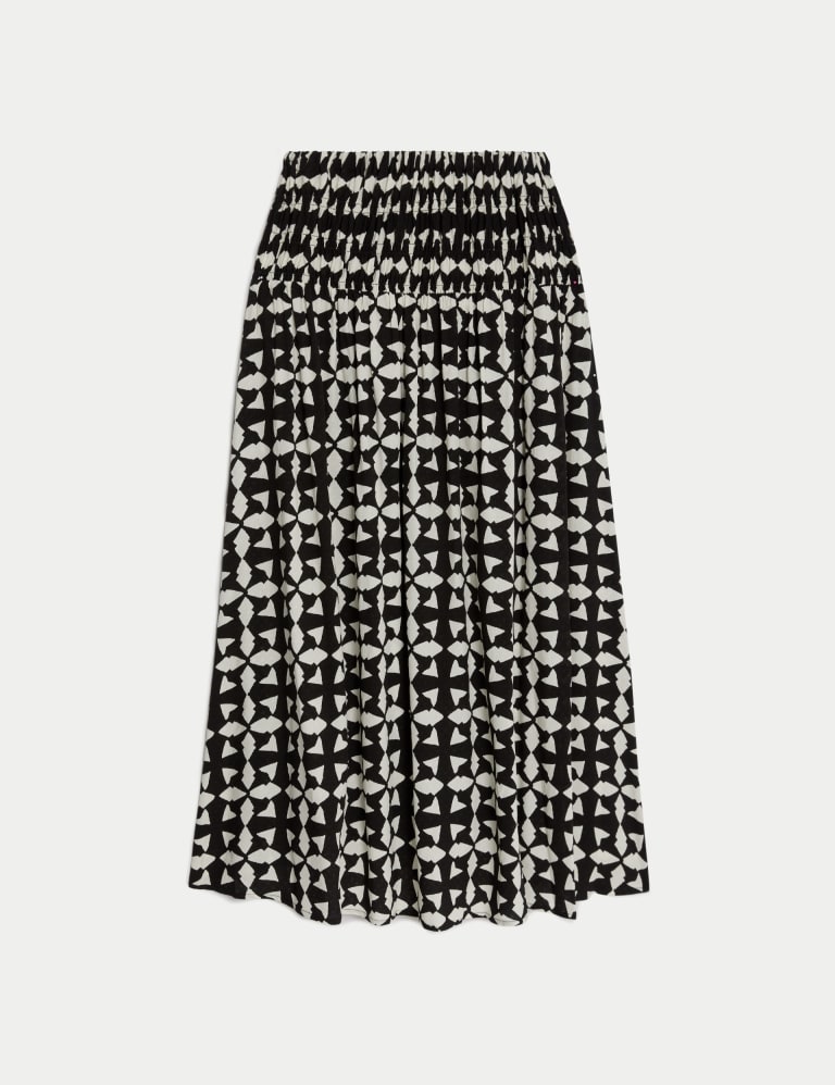 Pure Cotton Printed Midi A-Line Skirt