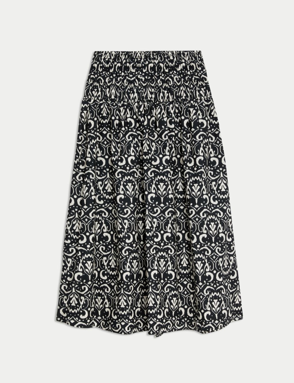 Printed Shirred Midi A-Line Skirt 1 of 5