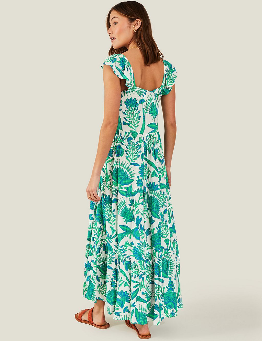 Printed Square Neck Maxi Tiered Dress 4 of 4