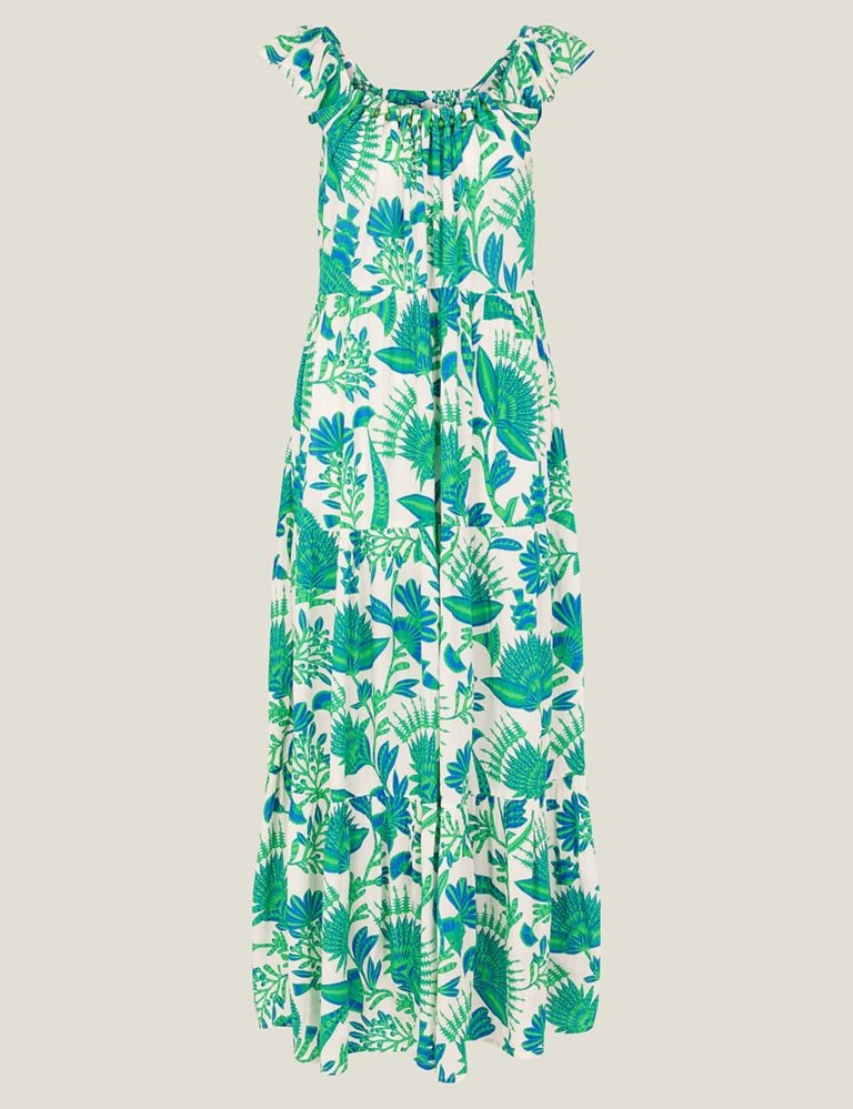 Printed Square Neck Maxi Tiered Dress 2 of 4