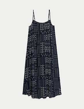 Printed Square Neck Midi Cami Slip Dress Image 2 of 5