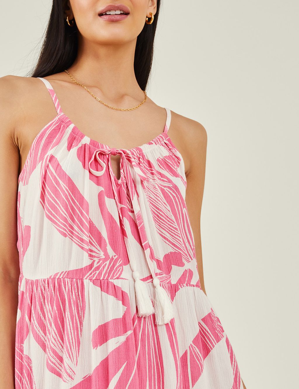 Printed Strappy Mini Tiered Swing Dress 2 of 4