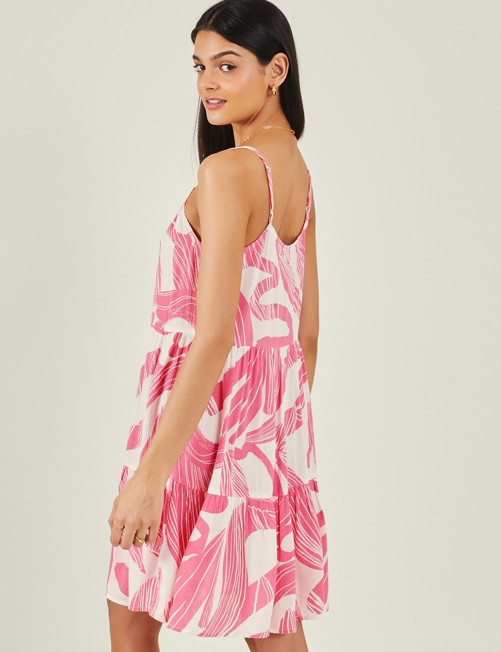 Printed Strappy Mini Tiered Swing Dress 4 of 4