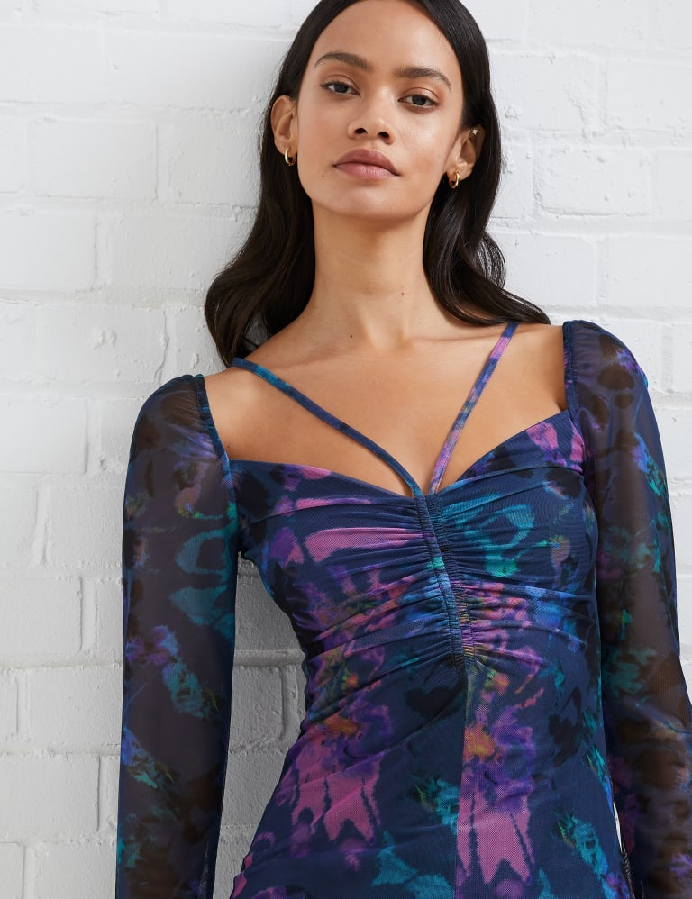 Printed Sweetheart Neckline Midi Dress French Connection M S