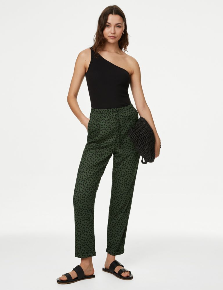 Printed Tapered Ankle Grazer Trousers 1 of 5