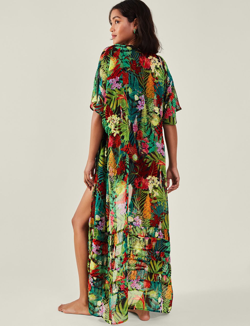 Printed Tie Front Beach Cover Up Kaftan 2 of 4