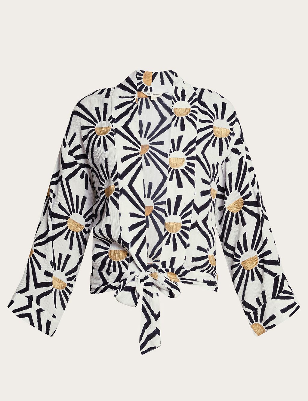 Printed Tie Front Beach Cover Up Shirt 1 of 5