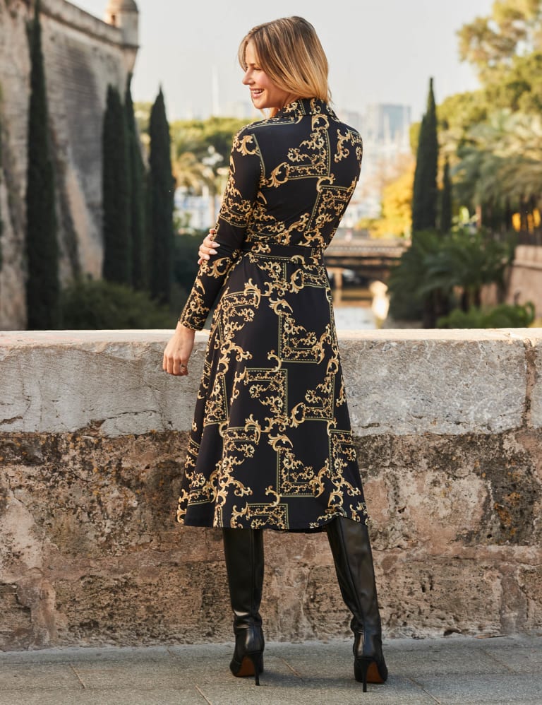 Printed Tie Front Midi Shirt Dress SOSANDAR M S