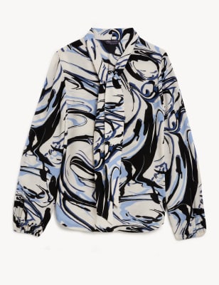 Printed Tie Neck Blouse Image 2 of 5