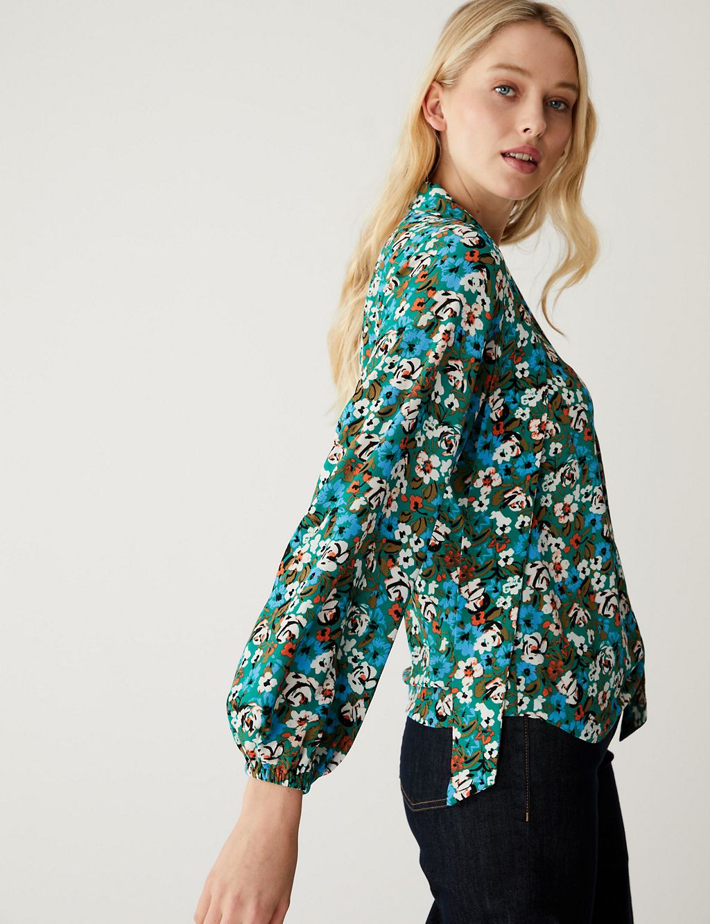 Printed Tie Neck Blouse 4 of 6