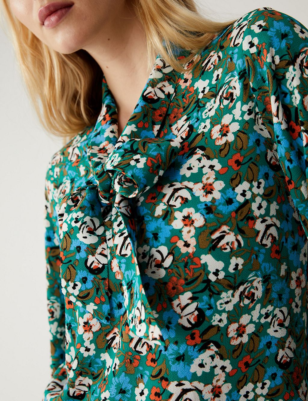 Printed Tie Neck Blouse 5 of 6