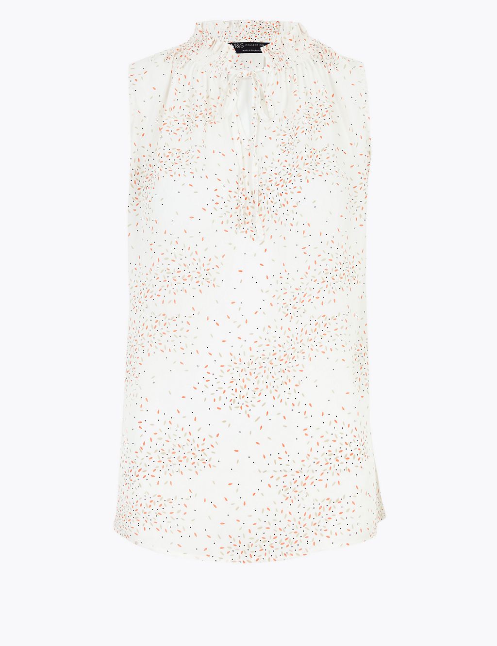 Printed Tie Neck Sleeveless Shell Top 1 of 1