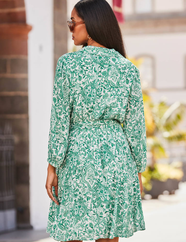 Printed Tie Waist Knee Length Shirt Dress | SOSANDAR | M&S