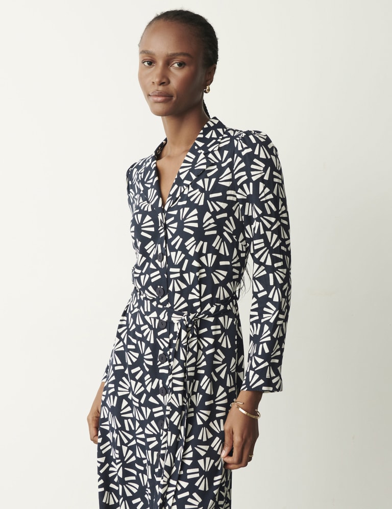 Printed Tie Waist Midi Shirt Dress Finery London M S