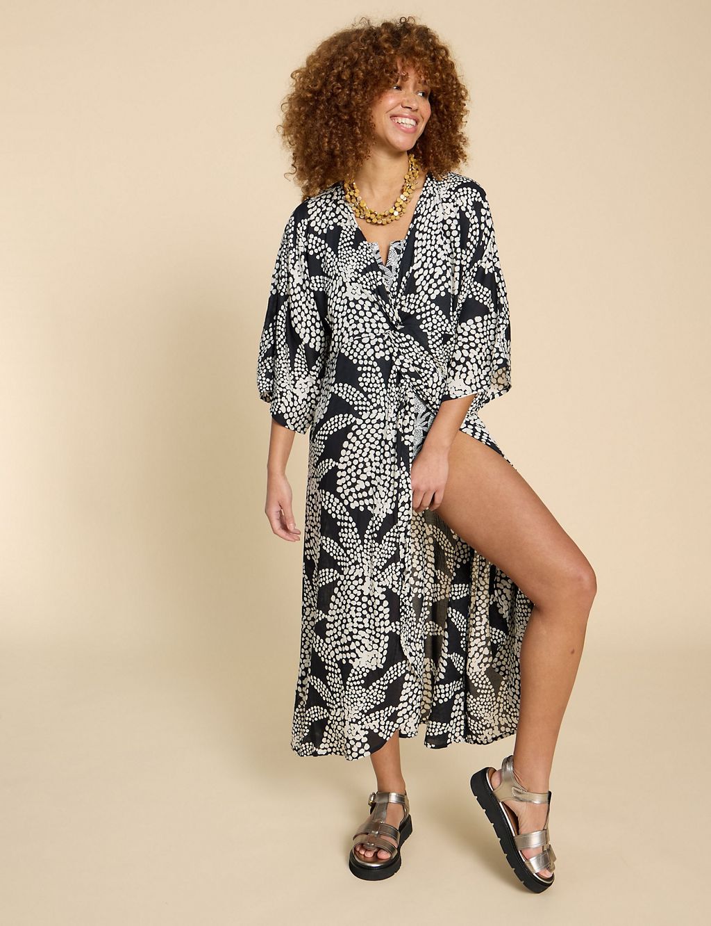 Printed Twist Front Beach Cover Up Kaftan 3 of 6