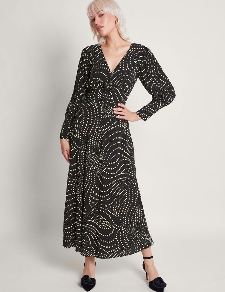 Betty Black High Neck Long Sleeve Maxi Dress with Feather Cuffs – Club L  London - UK