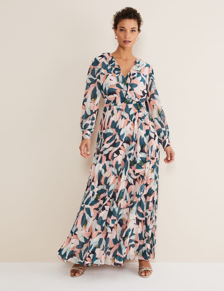 V neck top printed maxi dress