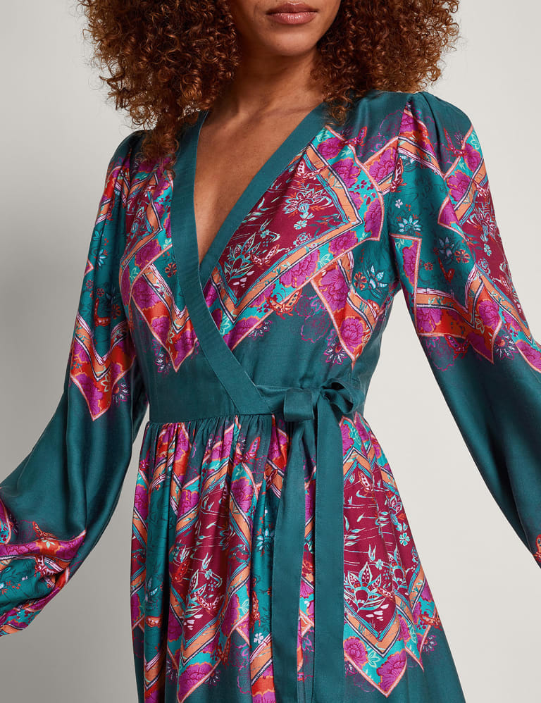 Printed V-Neck Maxi Wrap Dress 2 of 4