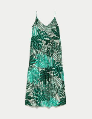 Printed V-Neck Midaxi Beach Dress Image 2 of 4
