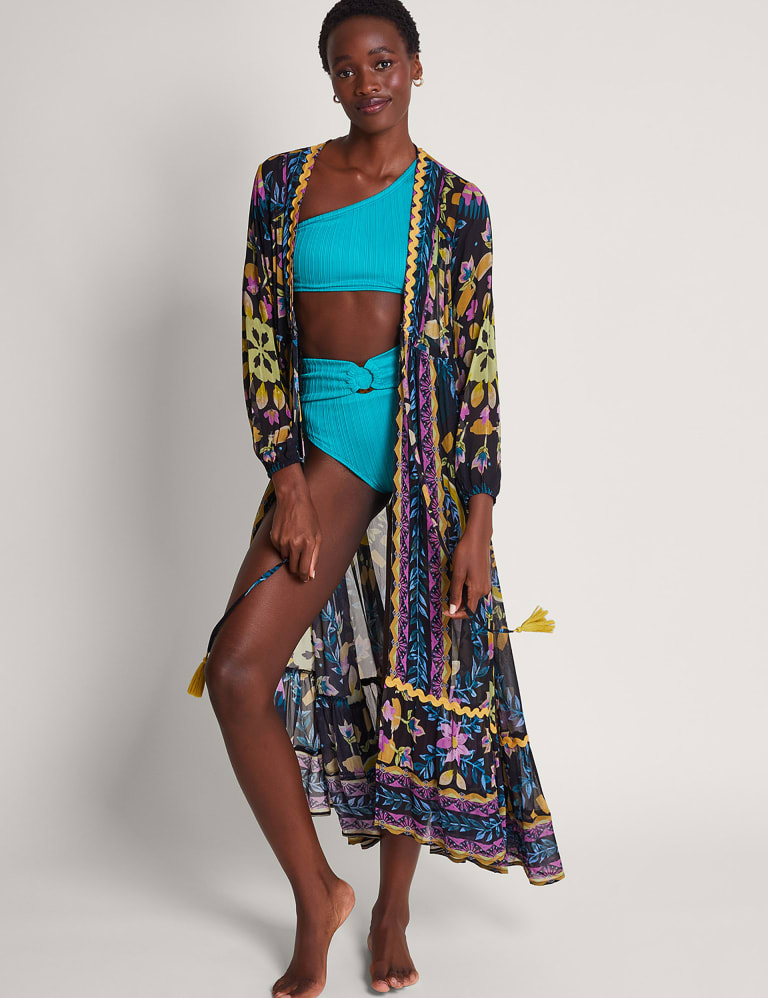Printed V Neck Midi Kaftan Beach Dress