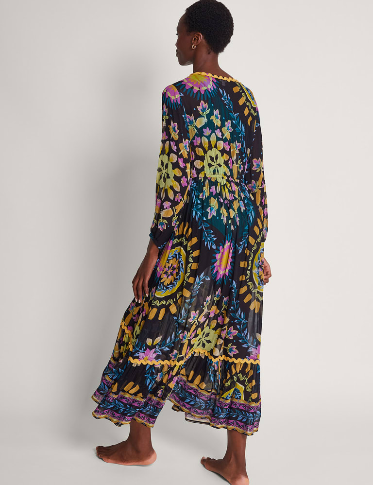 Printed V-Neck Midi Kaftan Beach Dress 4 of 6