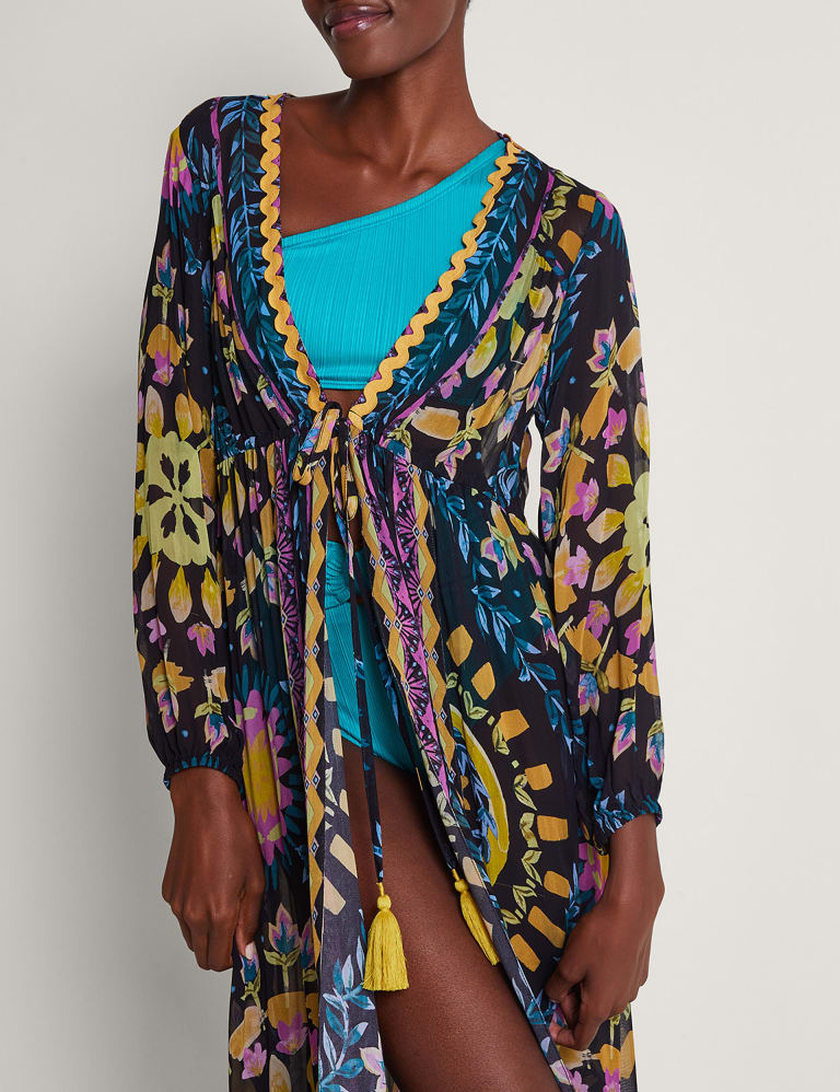 Printed V-Neck Midi Kaftan Beach Dress 5 of 6