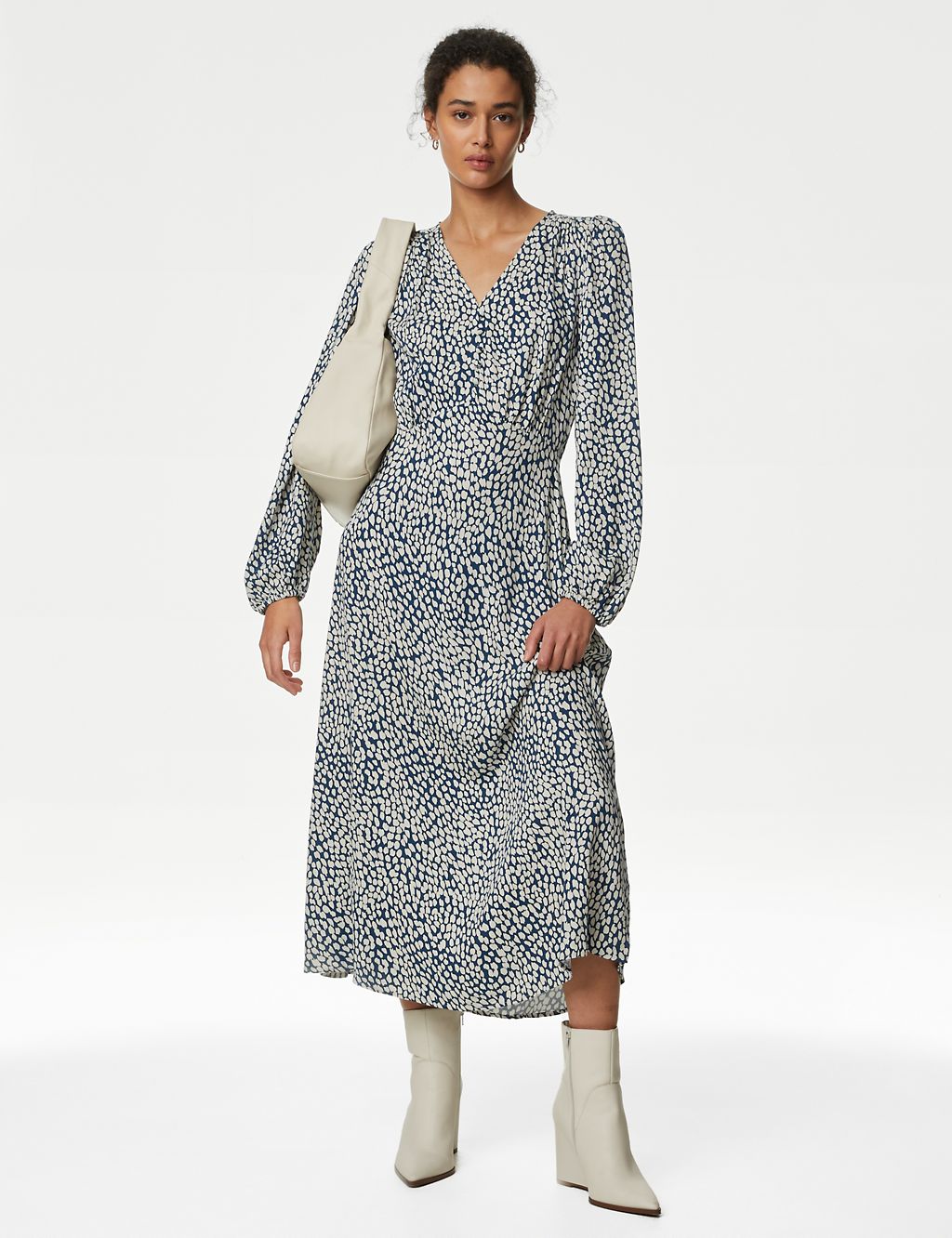Printed V-Neck Midi Tea Dress | M&S Collection | M&S