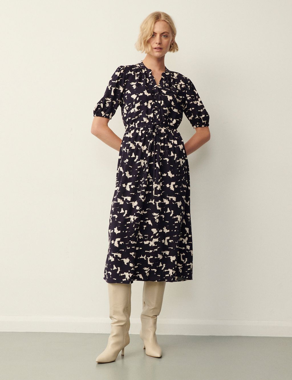 Printed V-Neck Midi Waisted Dress | Finery London | M&S