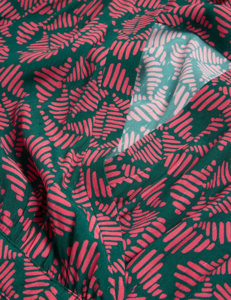 Printed V-Neck Midi Wrap Dress 6 of 6