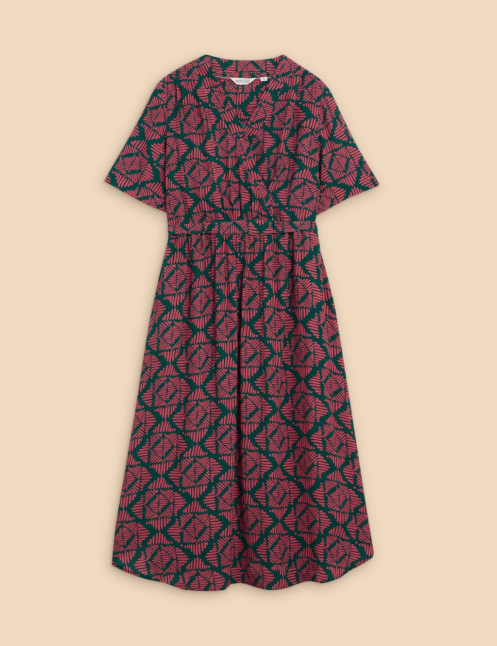 Printed V-Neck Midi Wrap Dress 1 of 6