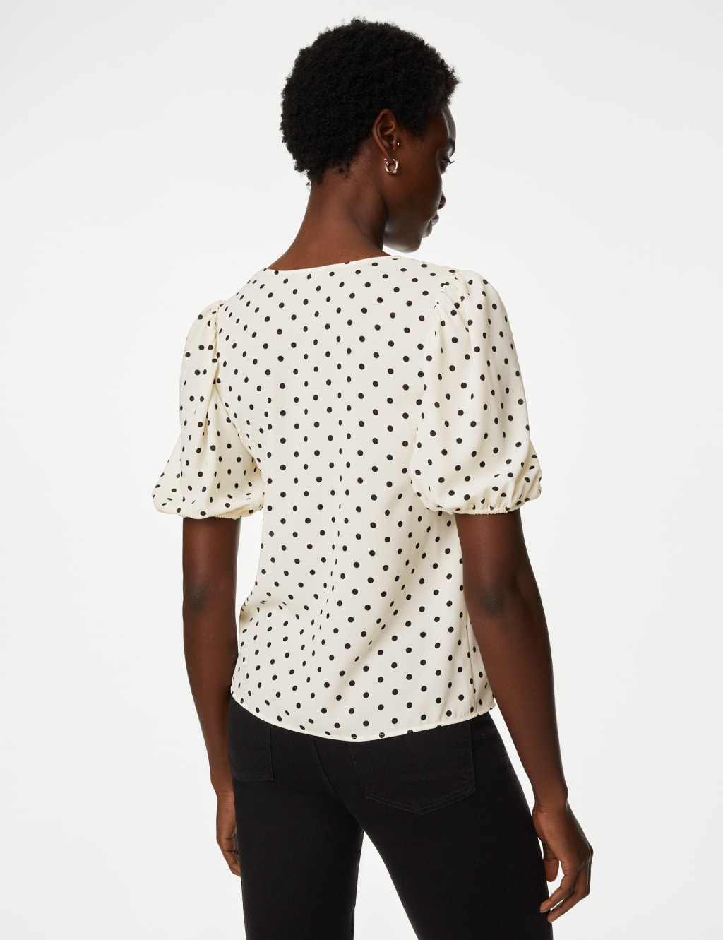 Printed VNeck Puff Sleeve Blouse M&S Collection M&S