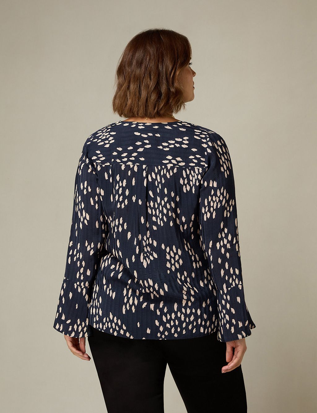 Printed V Neck Relaxed Blouse 2 of 5