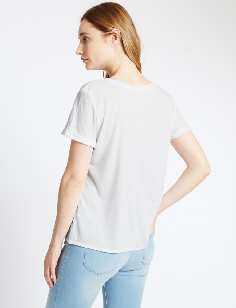 Printed V-Neck Short Sleeve T-Shirt 3 of 3
