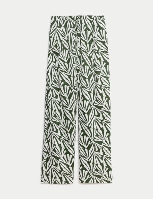 Printed Wide Leg Cropped Trousers Image 2 of 5