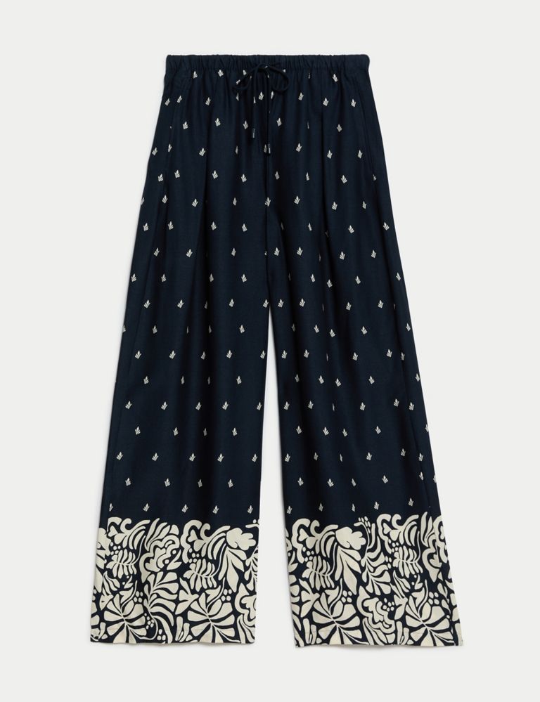 Printed Wide Leg Cropped Trousers 2 of 5