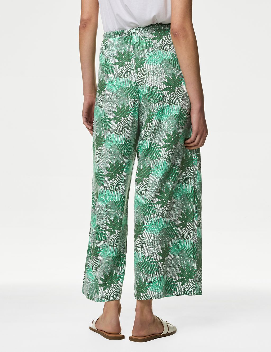 Printed Wide Leg Cropped Trousers 5 of 5