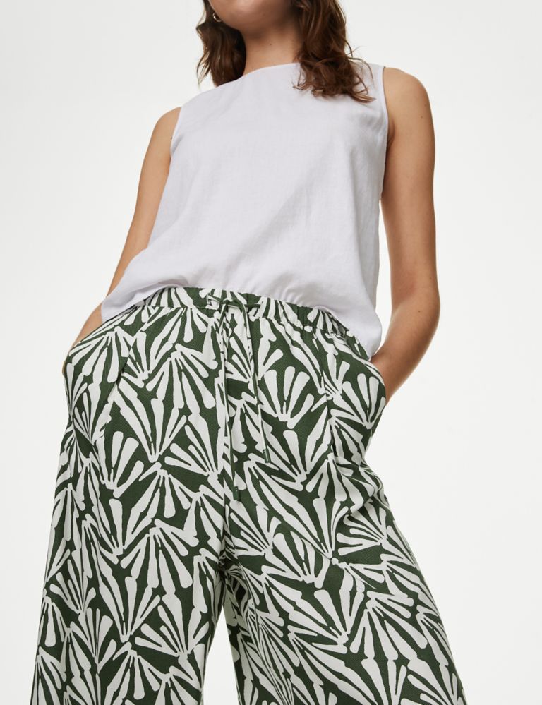 Printed Wide Leg Cropped Trousers 1 of 5