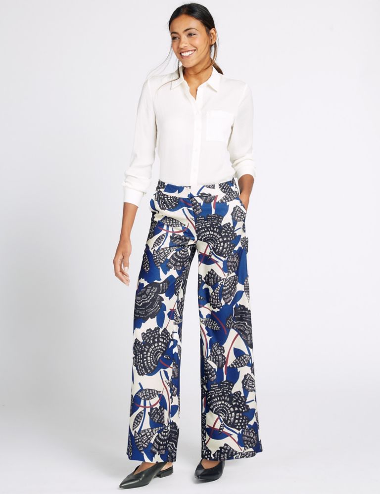 Printed Wide Leg Trousers 1 of 6