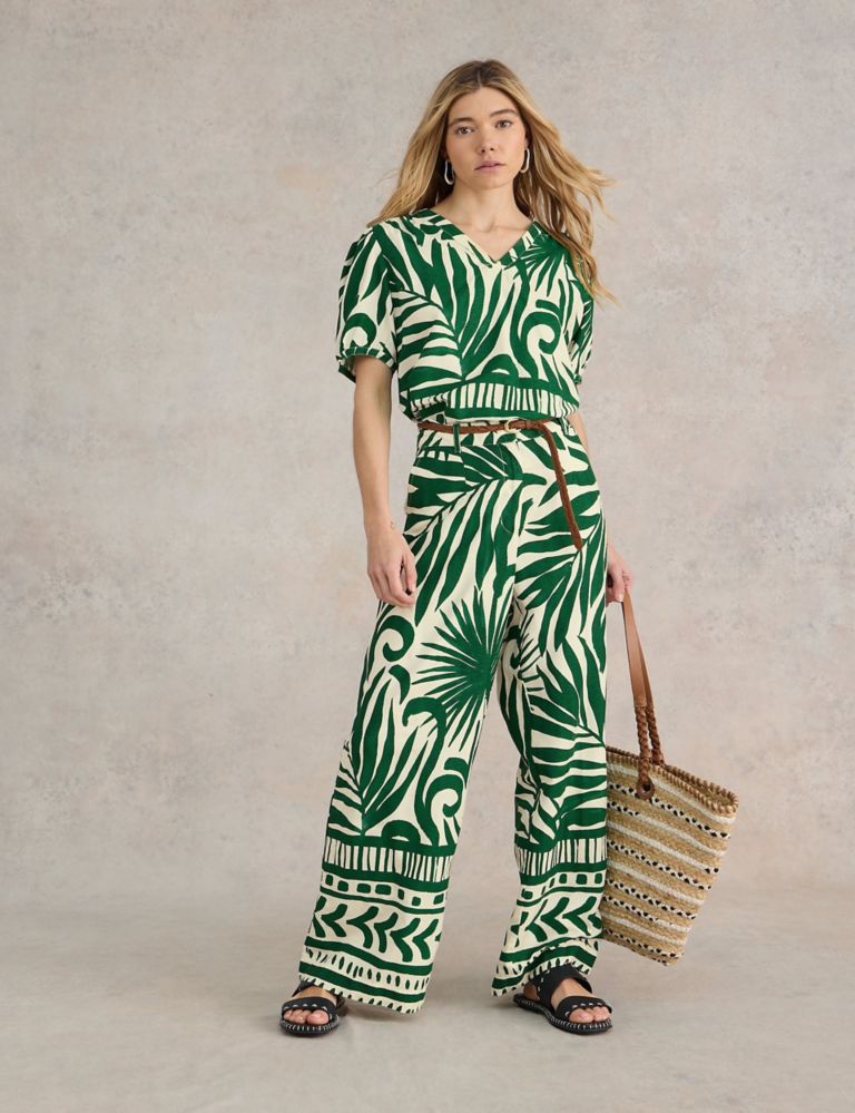 Printed Wide Leg Trousers 1 of 6