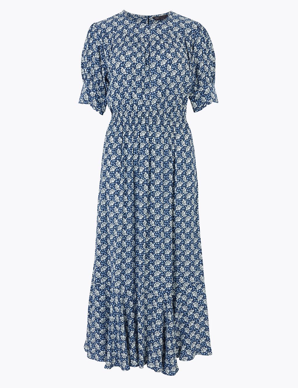 Printed Yoke Midaxi Waisted Dress | M&S Collection | M&S
