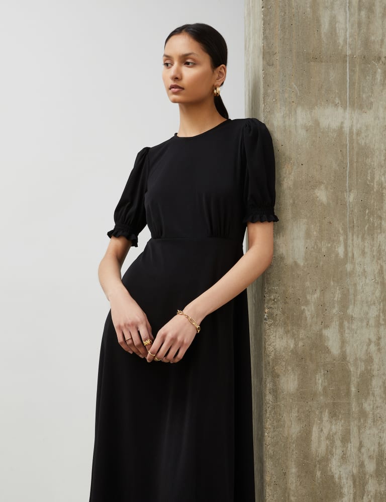 Puff Sleeve Midi Waisted Dress 2 of 4